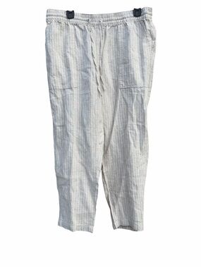 Land's End Light Beige Striped Linen Drawstring Pants size 12